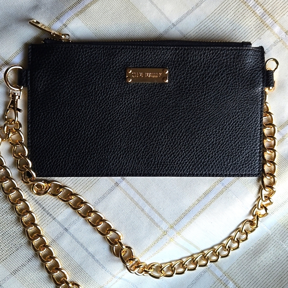 Steve Madden Black Gold Chain Belt Bag